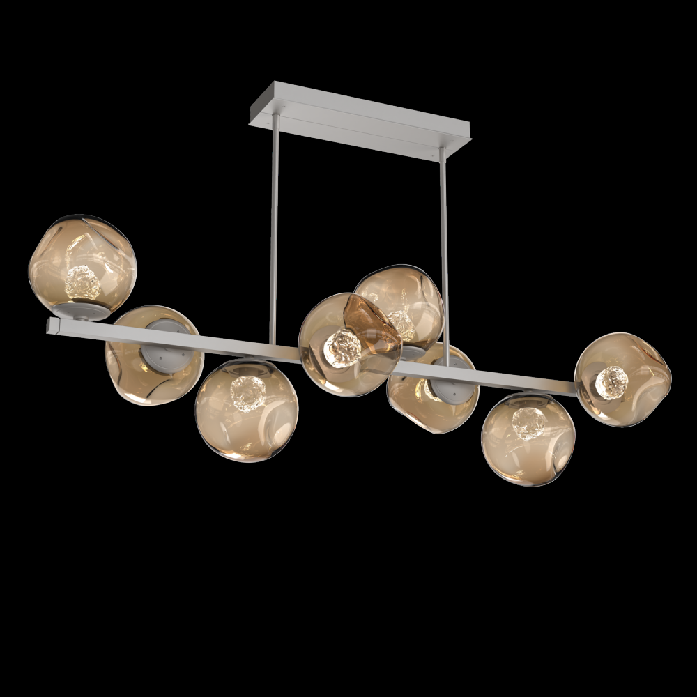 Luna 8pc Twisted Branch-Beige Silver-Floret Inner - Bronze Outer-Threaded Rod Suspension-LED 3000K