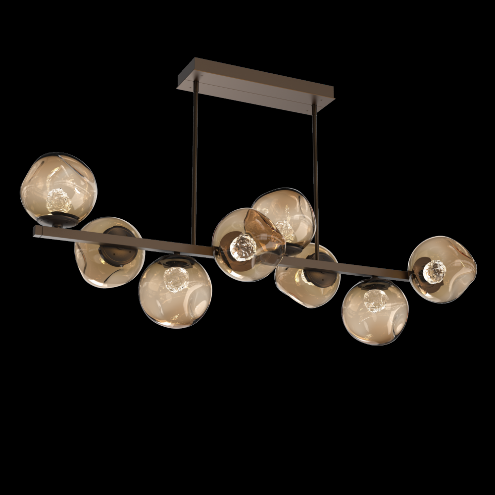 Luna 8pc Twisted Branch-Flat Bronze-Floret Inner - Bronze Outer-Threaded Rod Suspension-LED 3000K