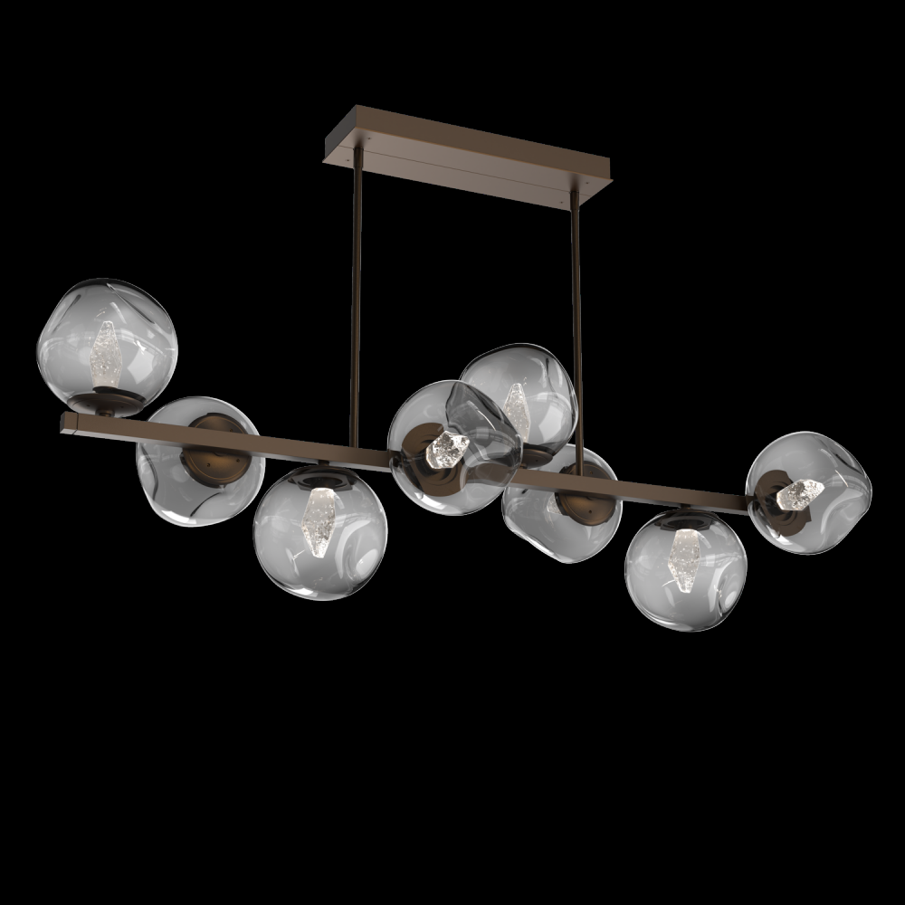 Luna 8pc Twisted Branch-Flat Bronze-Geo Inner - Smoke Outer-Threaded Rod Suspension-LED 2700K