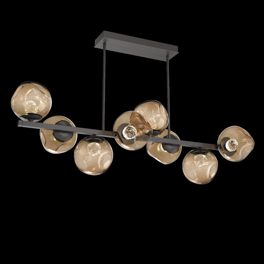 Luna 8pc Twisted Branch-Graphite-Floret Inner - Bronze Outer-Threaded Rod Suspension-LED 3000K