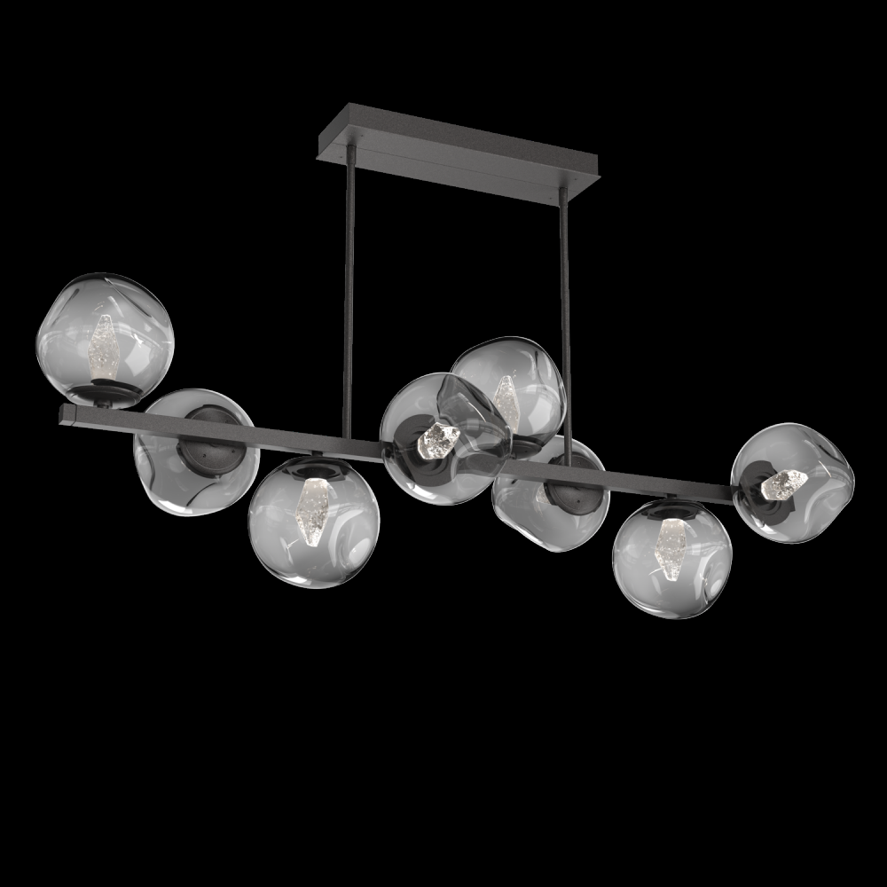 Luna 8pc Twisted Branch-Graphite-Geo Inner - Smoke Outer-Threaded Rod Suspension-LED 2700K