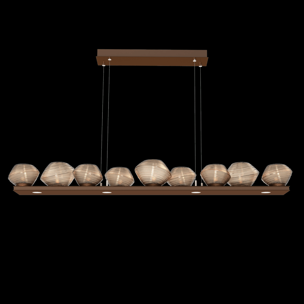 Mesa 59" Linear Suspension-Burnished Bronze-Bronze Blown Glass