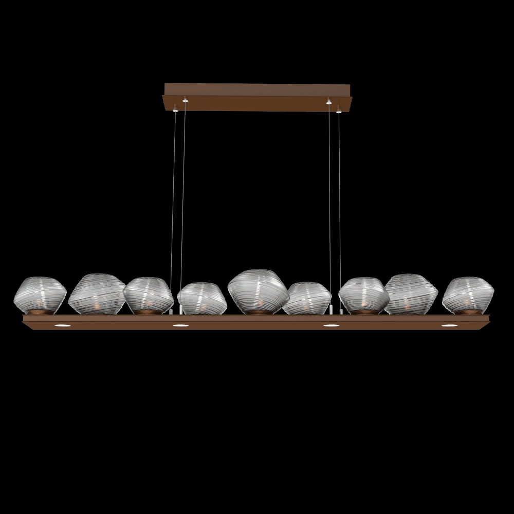 Mesa 59" Linear Suspension-Burnished Bronze-Smoke Blown Glass