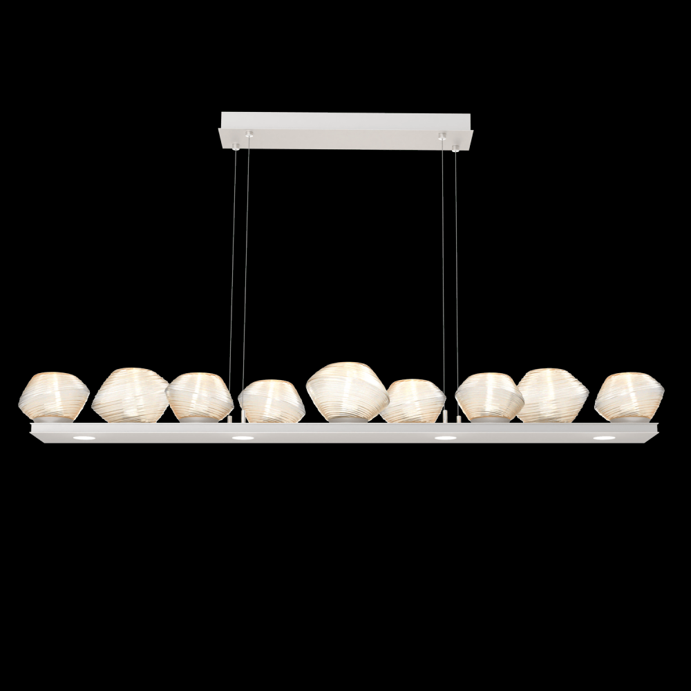 Mesa 59" Linear Suspension-Beige Silver-Amber Blown Glass