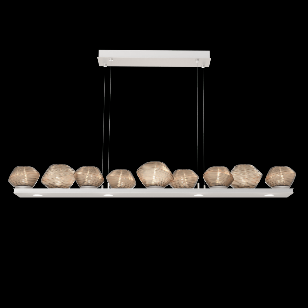 Mesa 59" Linear Suspension-Beige Silver-Bronze Blown Glass