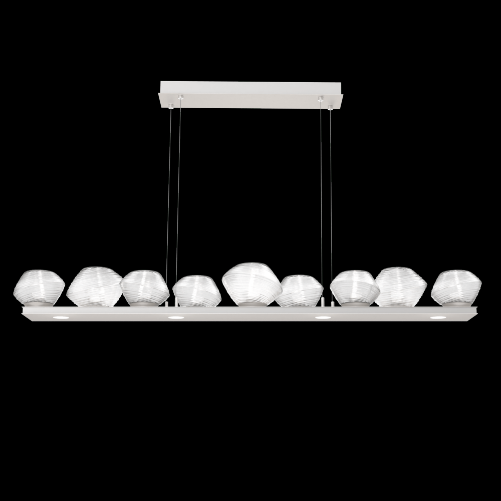 Mesa 59" Linear Suspension-Beige Silver-Clear Blown Glass