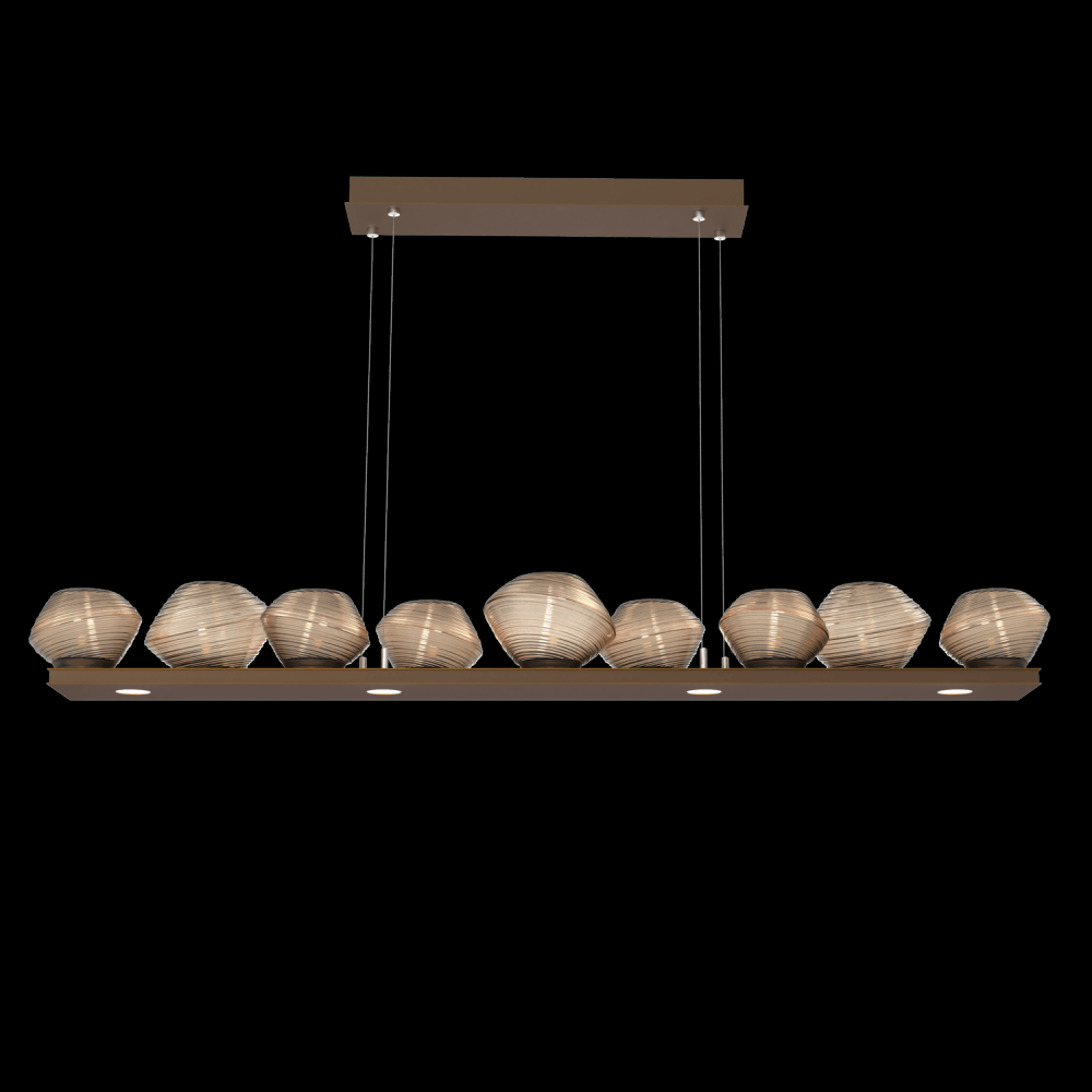 Mesa 59" Linear Suspension-Flat Bronze-Bronze Blown Glass