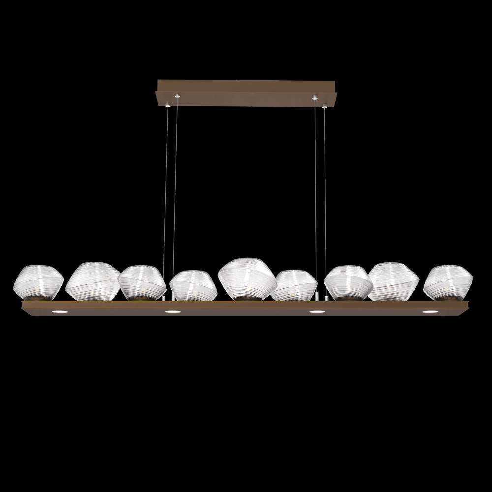 Mesa 59" Linear Suspension-Flat Bronze-Clear Blown Glass