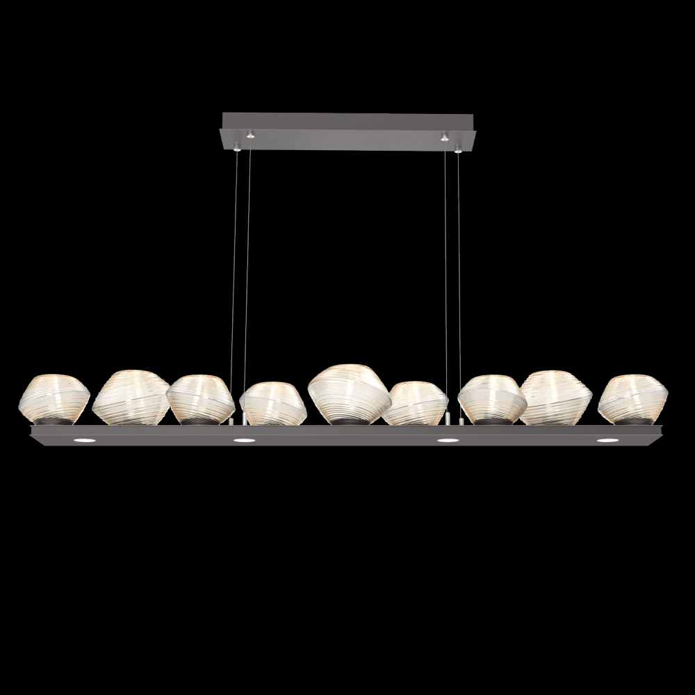 Mesa 59" Linear Suspension-Graphite-Amber Blown Glass