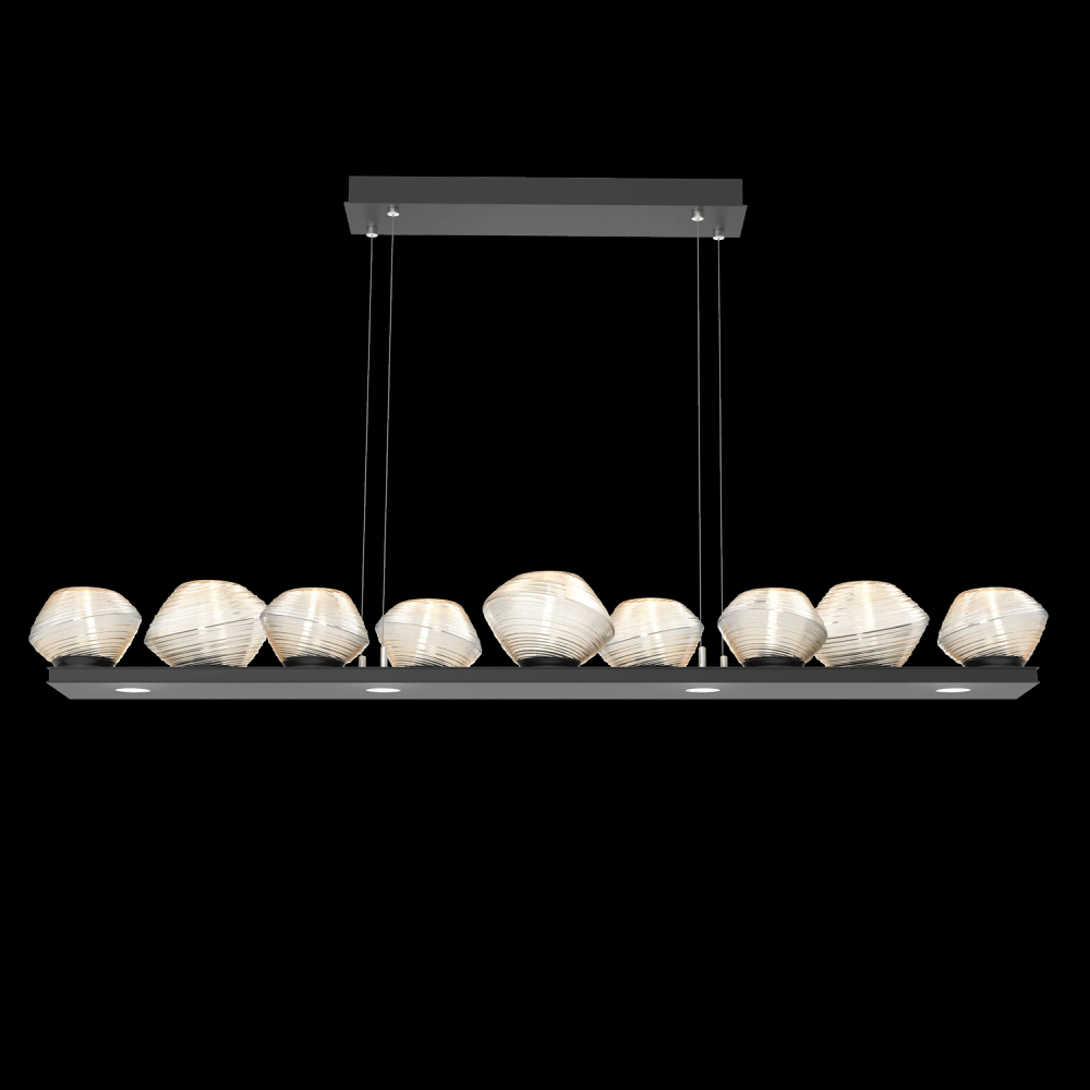 Mesa 59" Linear Suspension-Matte Black-Amber Blown Glass