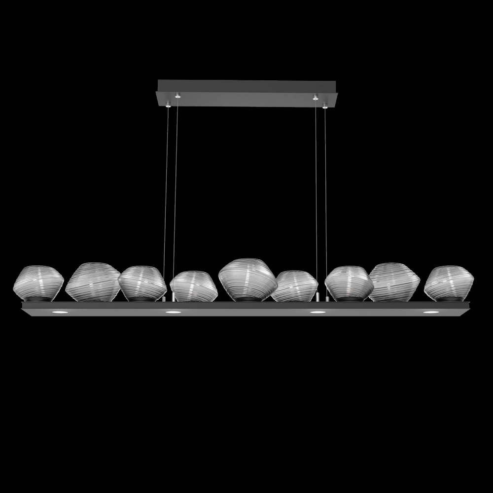 Mesa 59" Linear Suspension-Matte Black-Smoke Blown Glass