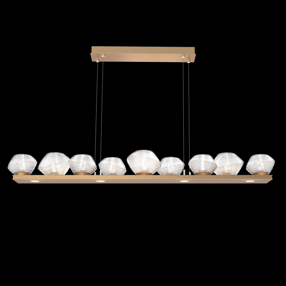 Mesa 59" Linear Suspension-Novel Brass-Clear Blown Glass