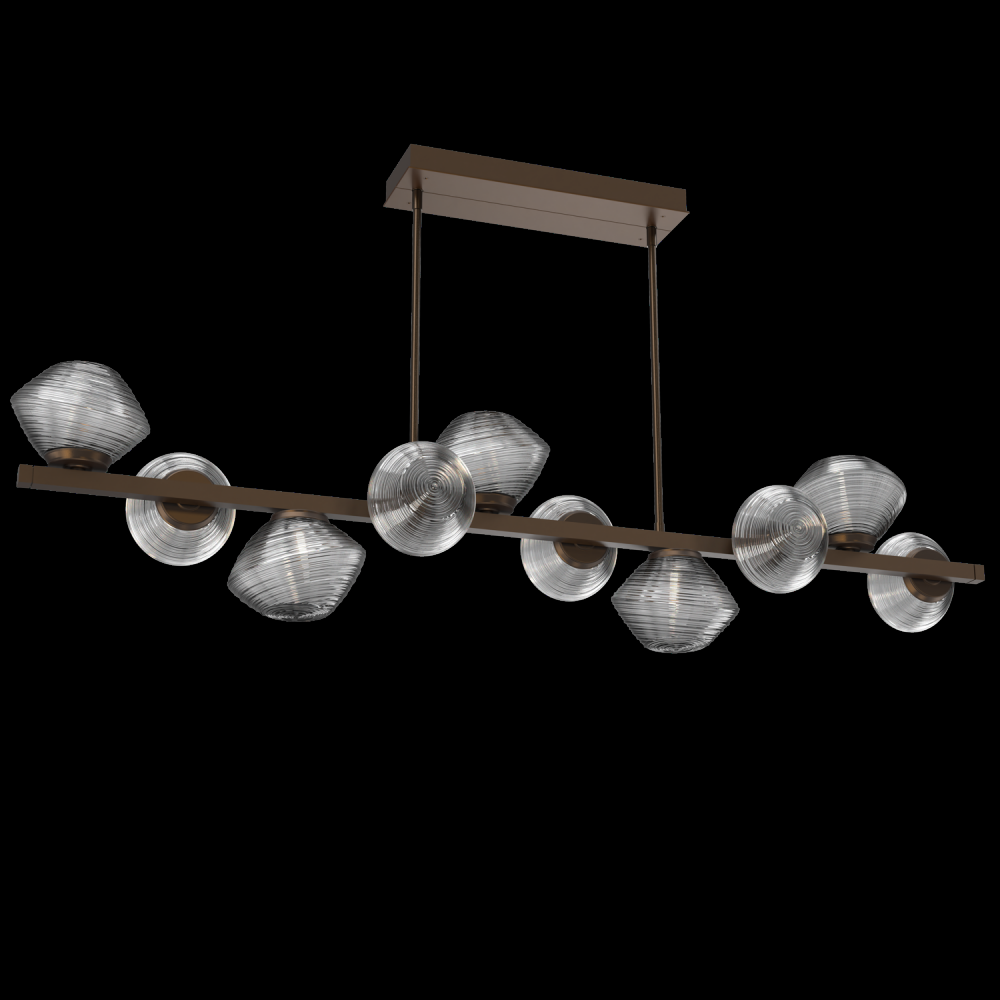 Mesa 10pc Twisted Branch-Flat Bronze-Smoke Blown Glass-Threaded Rod Suspension-LED 3000K