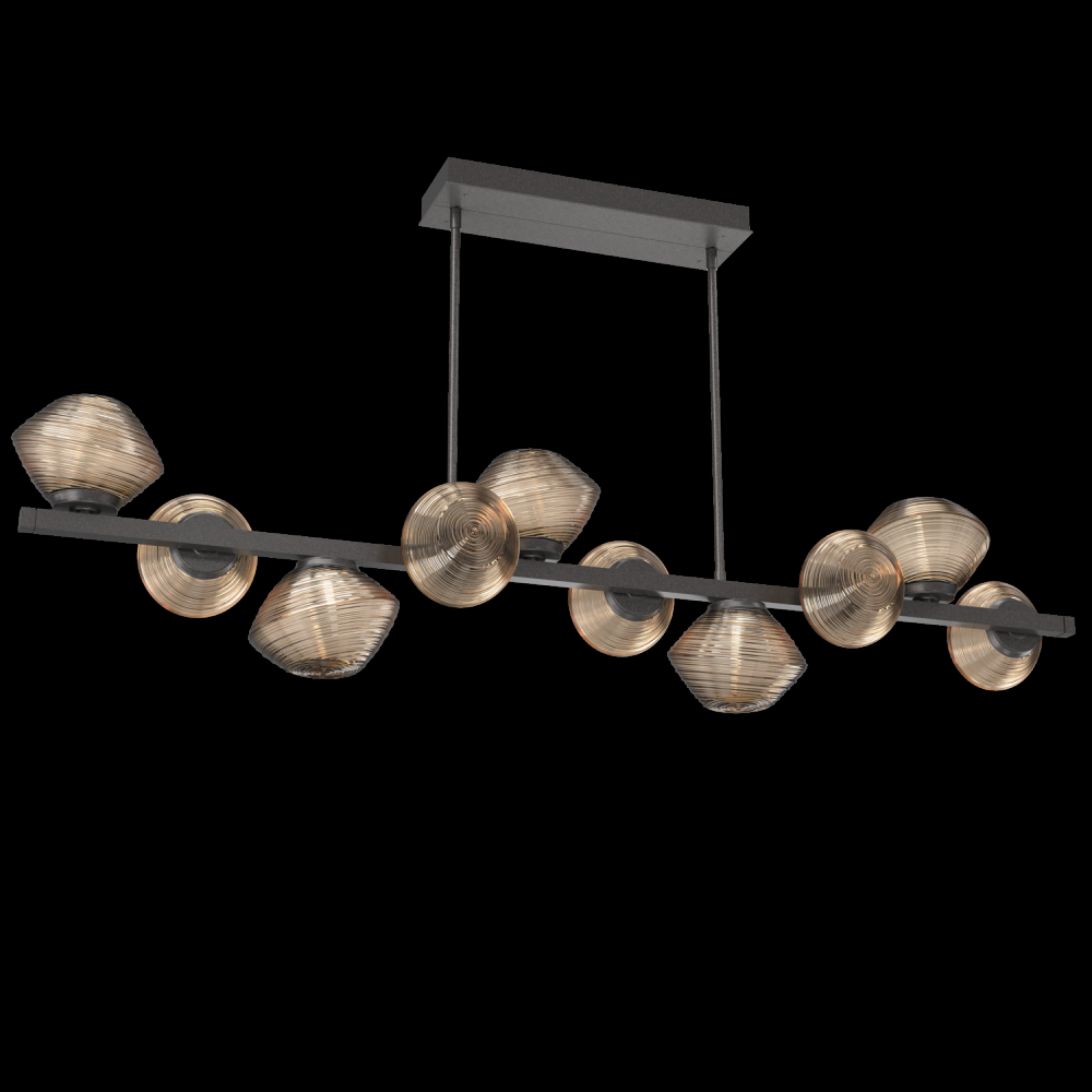 Mesa 10pc Twisted Branch-Graphite-Bronze Blown Glass-Threaded Rod Suspension-LED 3000K