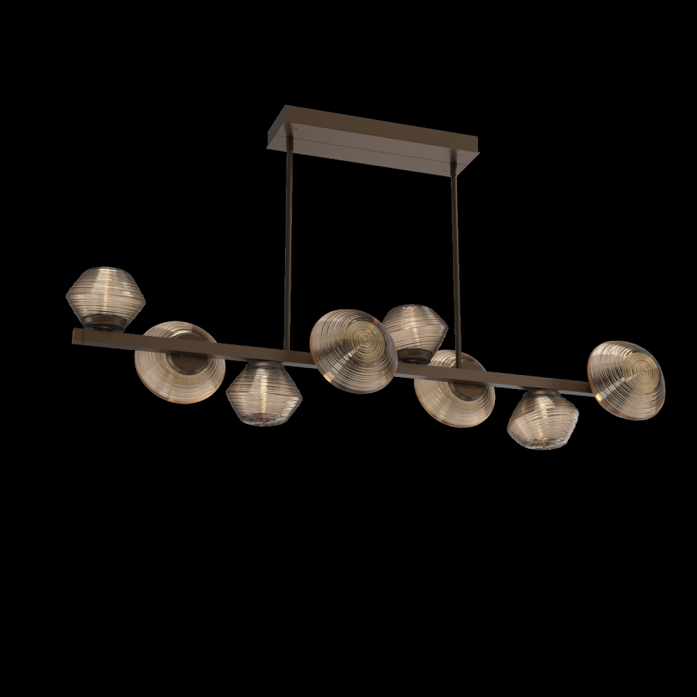 Mesa 8pc Twisted Branch-Flat Bronze-Bronze Blown Glass-Threaded Rod Suspension-LED 3000K