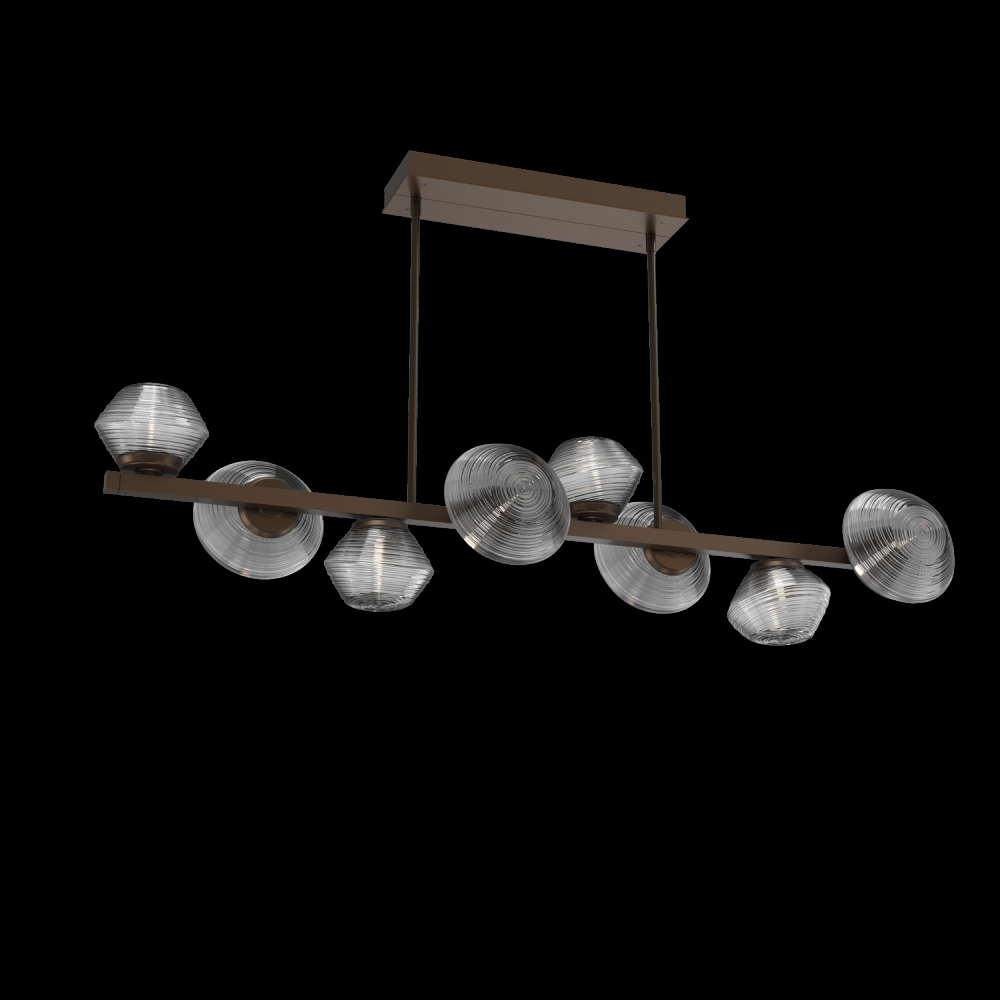 Mesa 8pc Twisted Branch-Flat Bronze-Smoke Blown Glass-Threaded Rod Suspension-LED 3000K