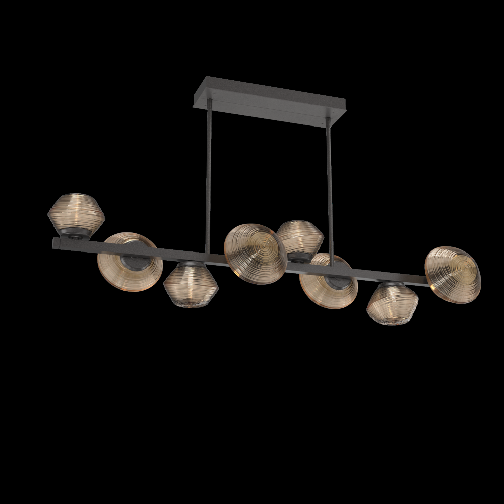 Mesa 8pc Twisted Branch-Graphite-Bronze Blown Glass-Threaded Rod Suspension-LED 3000K