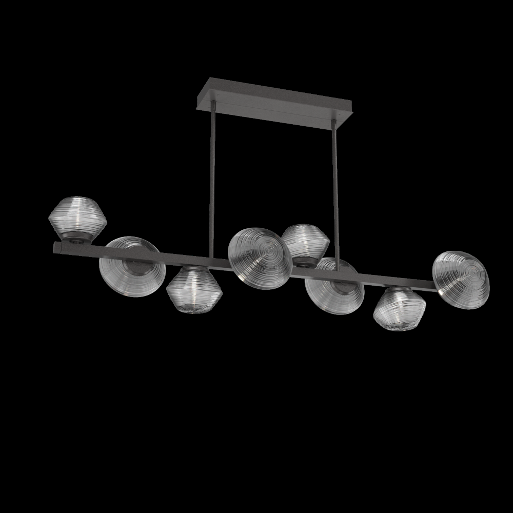 Mesa 8pc Twisted Branch-Graphite-Smoke Blown Glass-Threaded Rod Suspension-LED 3000K