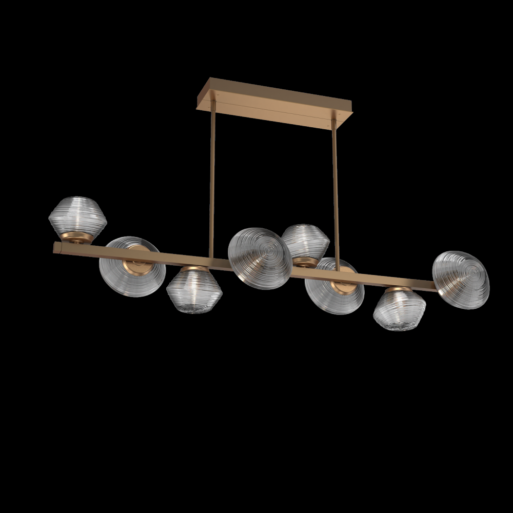 Mesa 8pc Twisted Branch-Novel Brass-Smoke Blown Glass-Threaded Rod Suspension-LED 3000K