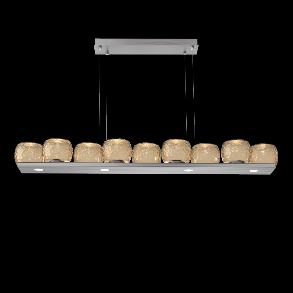 Vessel 59-inch Platform Linear-Satin Nickel-Bronze Blown Glass-Stainless Cable-LED 2700K