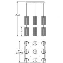 Hammerton CHB0019-09-GB-F-C01-E2 - Uptown Mesh Square 9pc Multi-Pendant