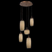 Hammerton CHB0091-05-BB-B-C01-L1 - Vessel 5pc Round Multi-Pendant-Burnished Bronze-Bronze Blown Glass-Cloth Braided Cord-LED 2700K