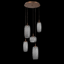 Hammerton CHB0091-05-BB-S-C01-L3 - Vessel 5pc Round Multi-Pendant-Burnished Bronze-Smoke Blown Glass-Cloth Braided Cord-LED 3000K