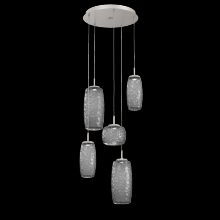 Hammerton CHB0091-05-BS-S-C01-L3 - Vessel 5pc Round Multi-Pendant-Beige Silver-Smoke Blown Glass-Cloth Braided Cord-LED 3000K