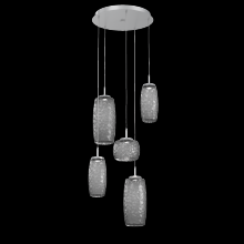 Hammerton CHB0091-05-CS-S-C01-L1 - Vessel 5pc Round Multi-Pendant-Classic Silver-Smoke Blown Glass-Cloth Braided Cord-LED 2700K