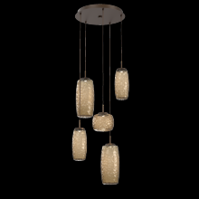 Hammerton CHB0091-05-FB-B-C01-L3 - Vessel 5pc Round Multi-Pendant-Flat Bronze-Bronze Blown Glass-Cloth Braided Cord-LED 3000K