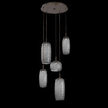 Hammerton CHB0091-05-FB-S-C01-L3 - Vessel 5pc Round Multi-Pendant-Flat Bronze-Smoke Blown Glass-Cloth Braided Cord-LED 3000K