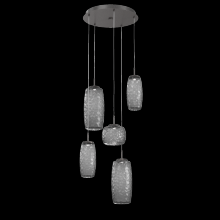 Hammerton CHB0091-05-GP-S-C01-L3 - Vessel 5pc Round Multi-Pendant-Graphite-Smoke Blown Glass-Cloth Braided Cord-LED 3000K