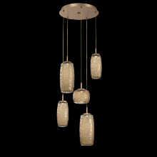 Hammerton CHB0091-05-NB-B-C01-L3 - Vessel 5pc Round Multi-Pendant-Novel Brass-Bronze Blown Glass-Cloth Braided Cord-LED 3000K