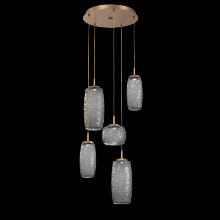 Hammerton CHB0091-05-NB-S-C01-L3 - Vessel 5pc Round Multi-Pendant-Novel Brass-Smoke Blown Glass-Cloth Braided Cord-LED 3000K