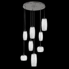 Hammerton CHB0091-08-GP-C-C01-L1 - Vessel 8pc Round Multi-Pendant-Graphite-Clear Blown Glass-Cloth Braided Cord-LED 2700K