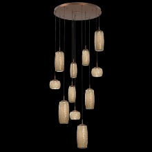 Hammerton CHB0091-11-BB-B-C01-L3 - Vessel 11pc Round Multi-Pendant-Burnished Bronze-Bronze Blown Glass-Cloth Braided Cord-LED 3000K