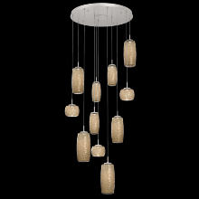 Hammerton CHB0091-11-BS-B-C01-L1 - Vessel 11pc Round Multi-Pendant-Beige Silver-Bronze Blown Glass-Cloth Braided Cord-LED 2700K