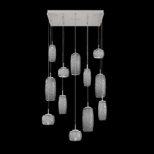 Hammerton CHB0091-12-BS-S-C01-L3 - Vessel 12pc Square Multi-Pendant-Beige Silver-Smoke Blown Glass-Cloth Braided Cord-LED 3000K