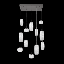 Hammerton CHB0091-12-GP-C-C01-L3 - Vessel 12pc Square Multi-Pendant-Graphite-Clear Blown Glass-Cloth Braided Cord-LED 3000K