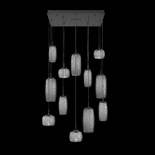 Hammerton CHB0091-12-MB-S-C01-L3 - Vessel 12pc Square Multi-Pendant-Matte Black-Smoke Blown Glass-Cloth Braided Cord-LED 3000K