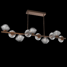 Hammerton PLB0089-T0-BB-S-001-L3 - Mesa 10pc Twisted Branch-Burnished Bronze-Smoke Blown Glass-Threaded Rod Suspension-LED 3000K