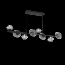 Hammerton PLB0089-T8-MB-S-001-L3 - Mesa 8pc Twisted Branch-Matte Black-Smoke Blown Glass-Threaded Rod Suspension-LED 3000K