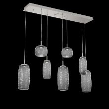 Hammerton PLB0091-07-BS-S-C01-L3 - Vessel 7pc Linear Multi-Pendant-Beige Silver-Smoke Blown Glass-Cloth Braided Cord-LED 3000K