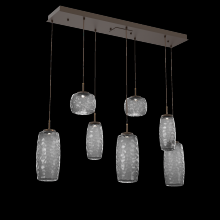 Hammerton PLB0091-07-FB-S-C01-L1 - Vessel 7pc Linear Multi-Pendant-Flat Bronze-Smoke Blown Glass-Cloth Braided Cord-LED 2700K