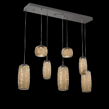 Hammerton PLB0091-07-GP-B-C01-L1 - Vessel 7pc Linear Multi-Pendant-Graphite-Bronze Blown Glass-Cloth Braided Cord-LED 2700K