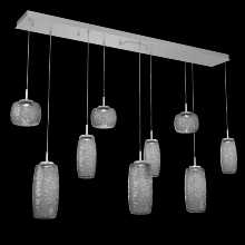 Hammerton PLB0091-09-CS-S-C01-L1 - Vessel 9pc Linear Multi-Pendant-Classic Silver-Smoke Blown Glass-Cloth Braided Cord-LED 2700K