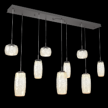 Hammerton PLB0091-09-GP-A-C01-L1 - Vessel 9pc Linear Multi-Pendant-Graphite-Amber Blown Glass-Cloth Braided Cord-LED 2700K