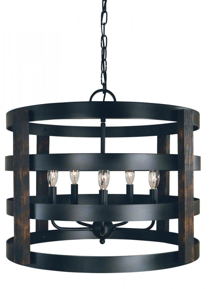 5-Light Matte Black Homestead Chandelier