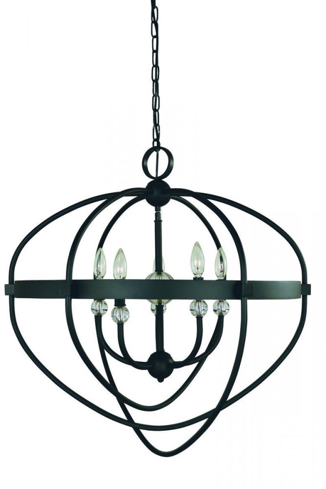 5-LIGHT MATTE BLACK AURORA CHANDELIER