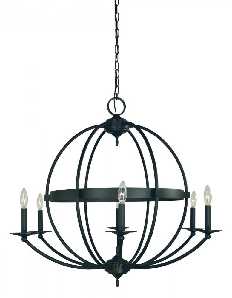 6-LIGHT MATTE BLACK AURORA CHANDELIER